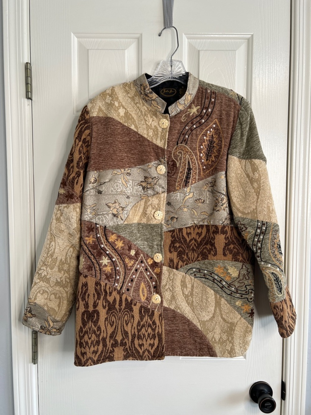 Julia Kim Jacket Patchwork Size S Tapestry Bohemian Folk Art Embroidered